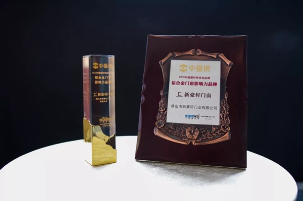 新豪轩门窗荣获2019建材网推荐“铝合金门窗影响力品牌”称号