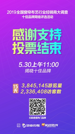 你猜！窗帘布艺行业经销商大调查十佳品牌将花落谁家？