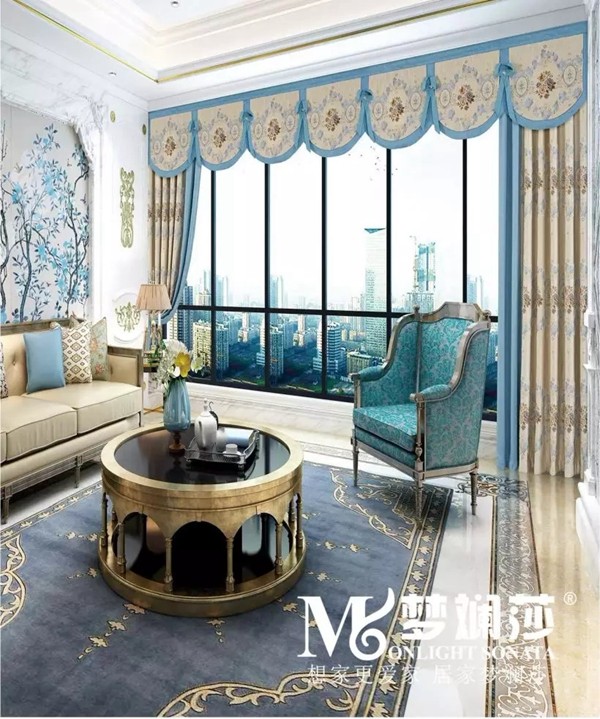梦斓莎窗帘:高级灰+蓝色,满满都是诱惑魅力