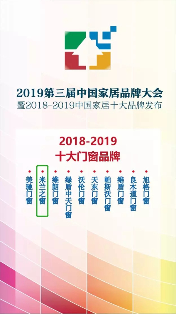 米兰之窗荣膺“十大门窗品牌”称号