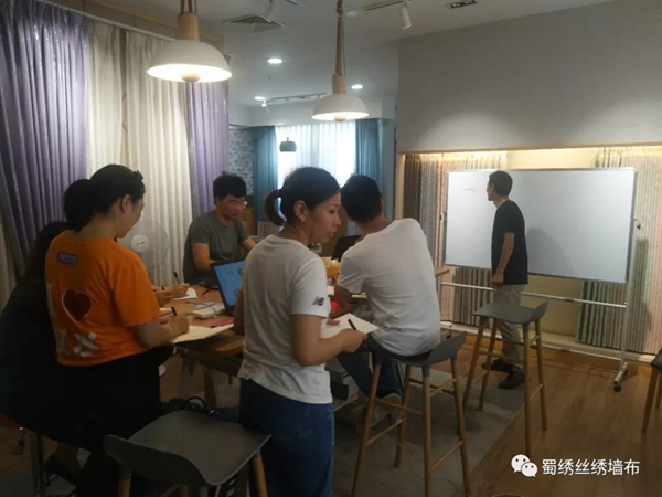 蜀绣墙布上海汶水红星等四店产品知识介绍与酷家乐软件培训成功开展