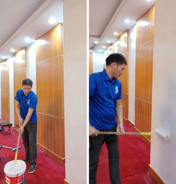 七特丽无缝壁布被三军仪仗队选用铺贴