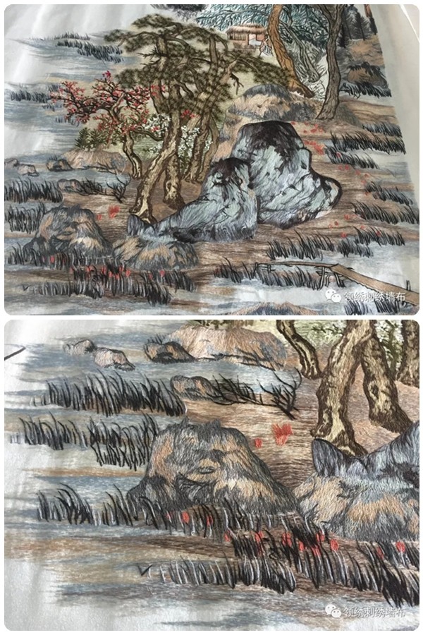 今天教大家怎样辨别领绣墙布的真版山水画《志存高远》