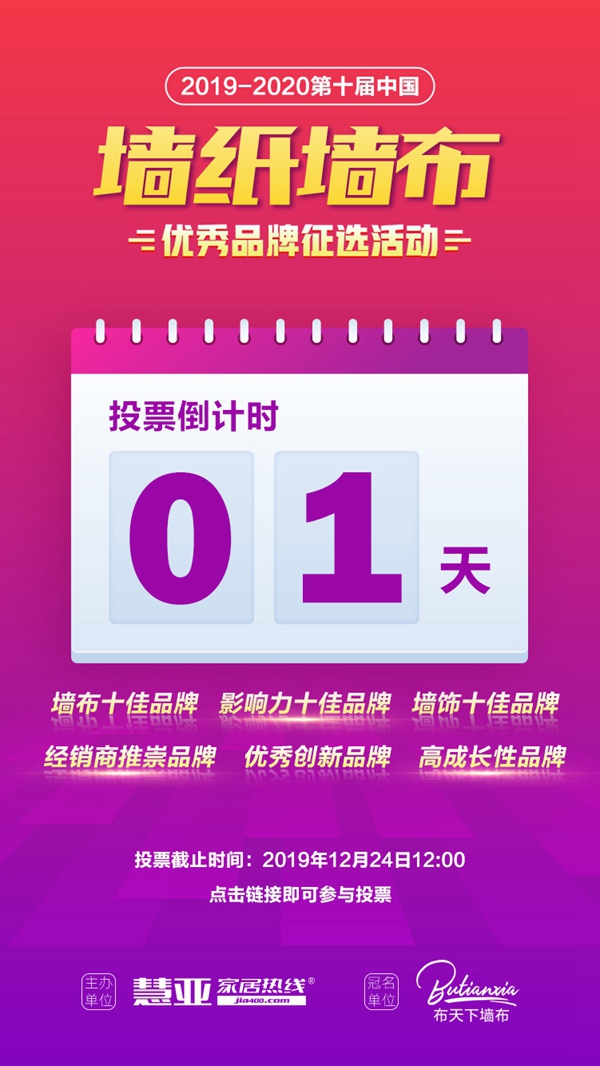 2019-2020墙纸墙布大调查投票环节火热进行，皇家罗兰墙布等你来投票！