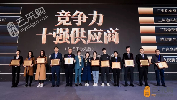 华昌铝业荣获2019年度中国房地产供应商竞争力十强（型材类）称号
