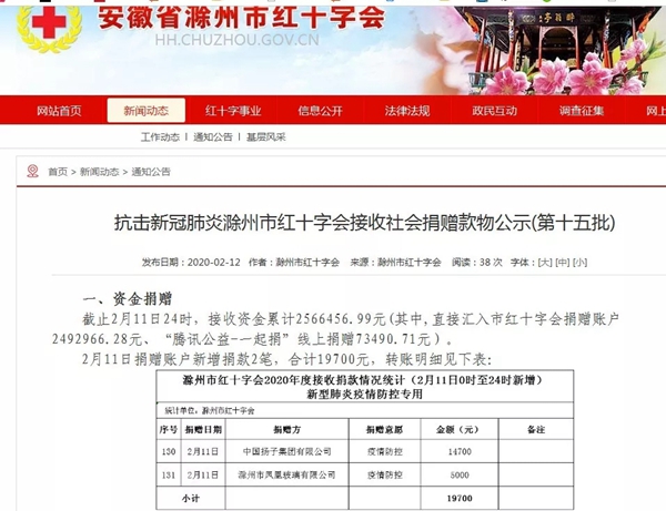 中国扬子集团全力以赴投入疫情防控阻击战 奉献爱心共克时艰