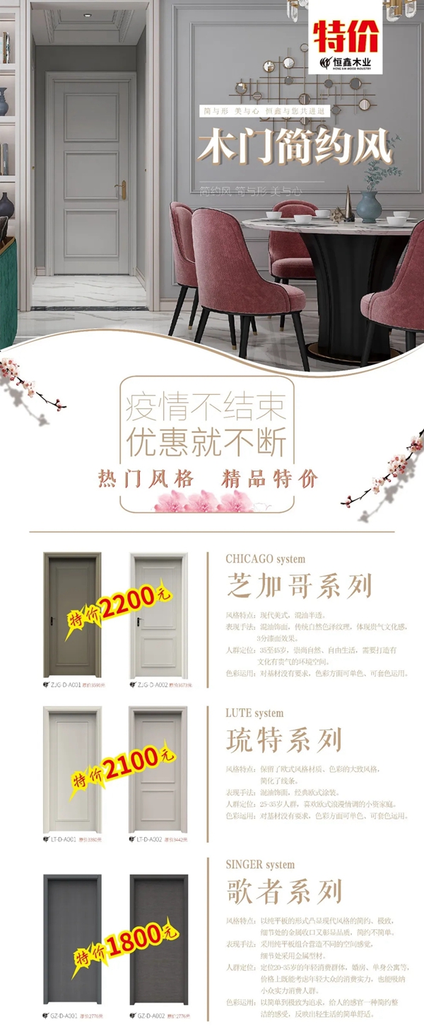 恒鑫木业：恒鑫楼梯：疫情之下 推出三个系列新款特价门 