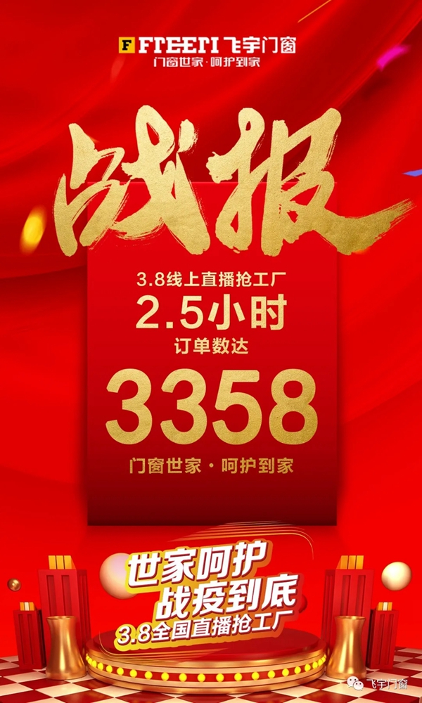 飞宇门窗“世家呵护·战役到底”3·8线上直播抢工厂活动圆满结束