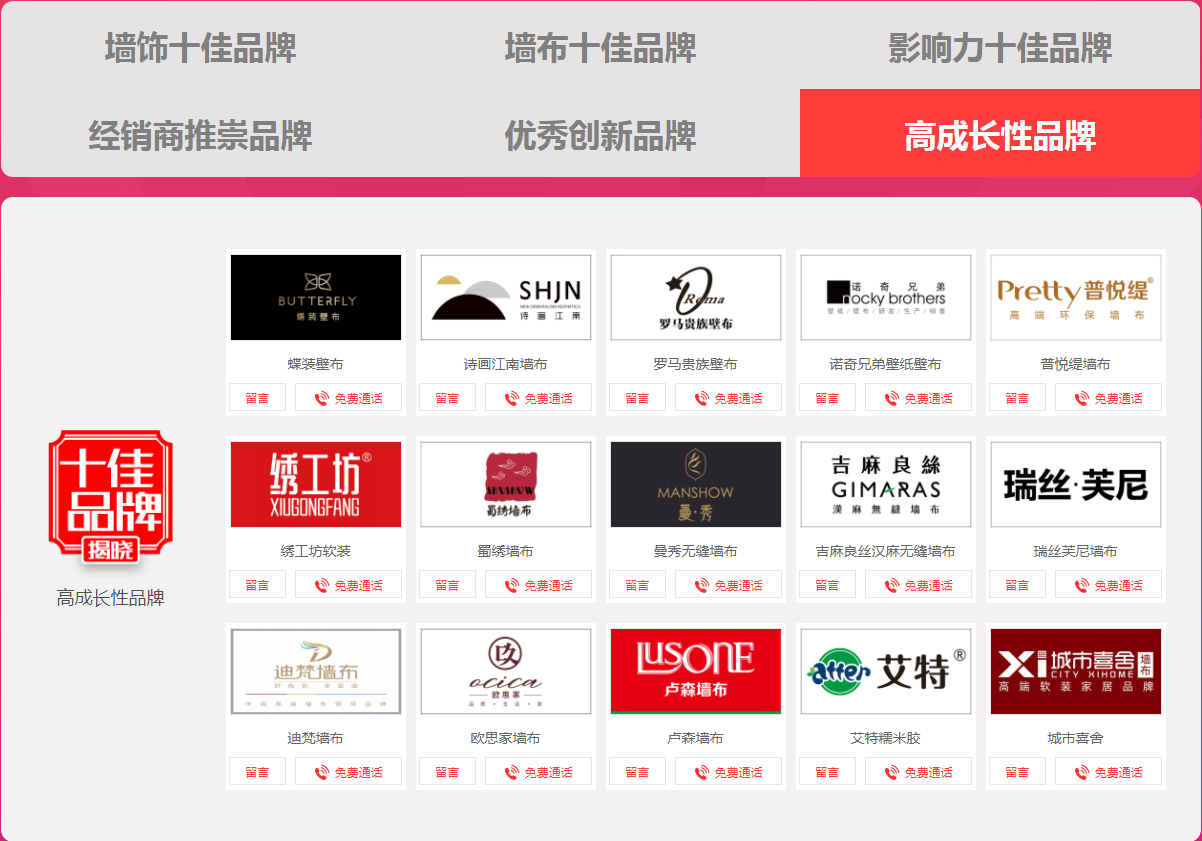 第十届中国墙纸墙布经销商大调查优秀品牌征选活动获奖名单揭晓！