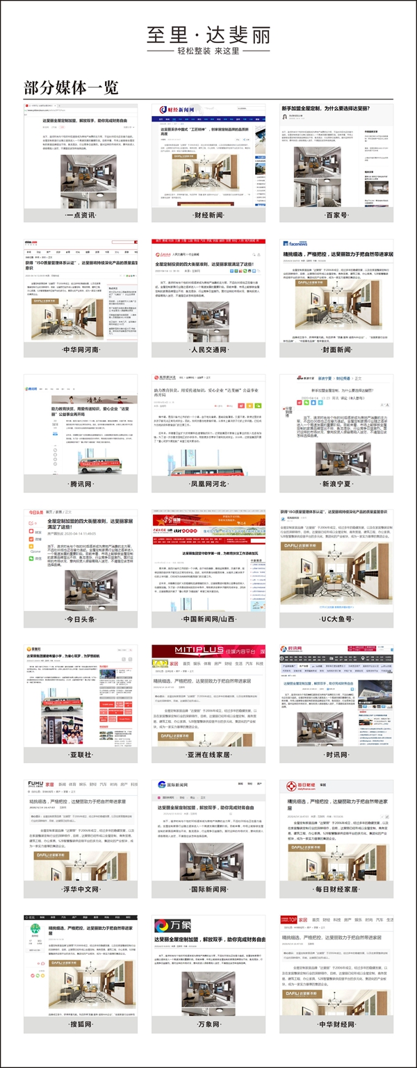达斐丽获超300家媒体跟踪报道，日后将不忘初心，继续提供高品质全屋定制服务
