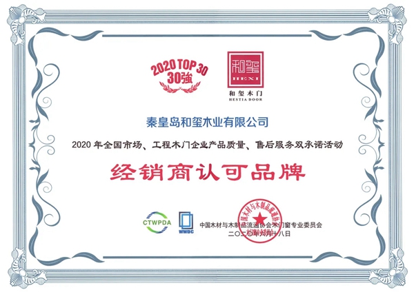 和玺木门连续十六年荣膺“中国木门30强”