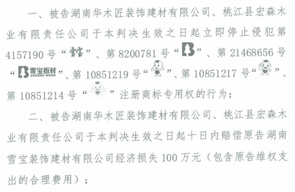 上市板材企业兔宝宝官方授权专卖店为假冒侵权品牌“雪宝盛世”代言！