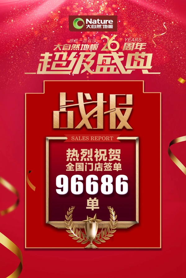 大自然地板26周年超级盛典创下96686订单量
