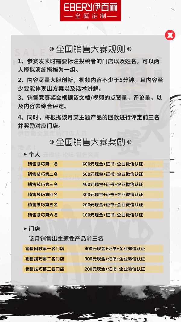 伊百丽全屋定制开启销售×设计大赛 寻找营销新爆点