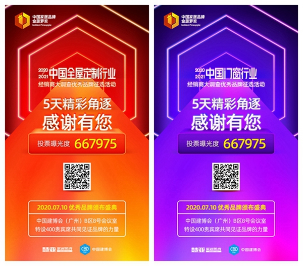 2020全屋定制&门窗经销商大调查投票结束,7月10日盛大揭奖!
