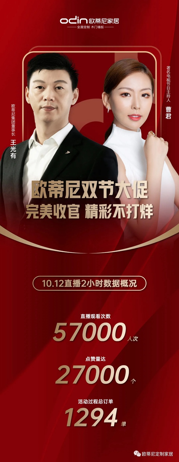 欧蒂尼家居直播首秀圆满收官:线上打卡,奖品“抖”来拿!