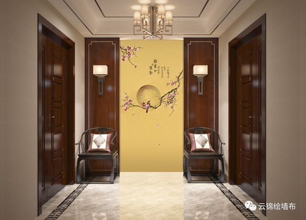 云锦绘墙布：玄关背景，进门第一道风景线