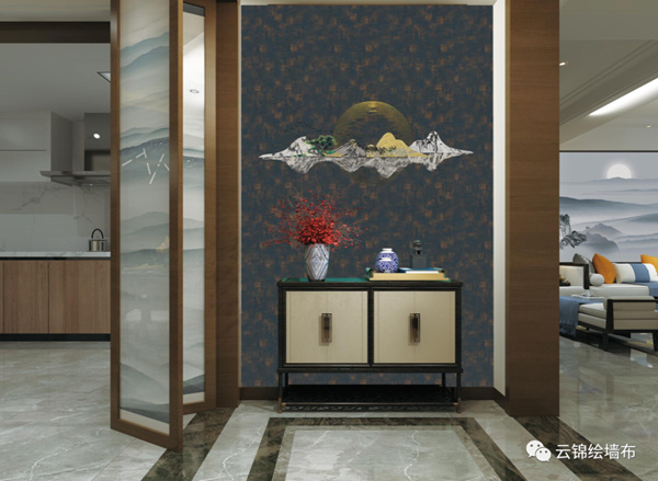 云锦绘墙布：玄关背景，进门第一道风景线