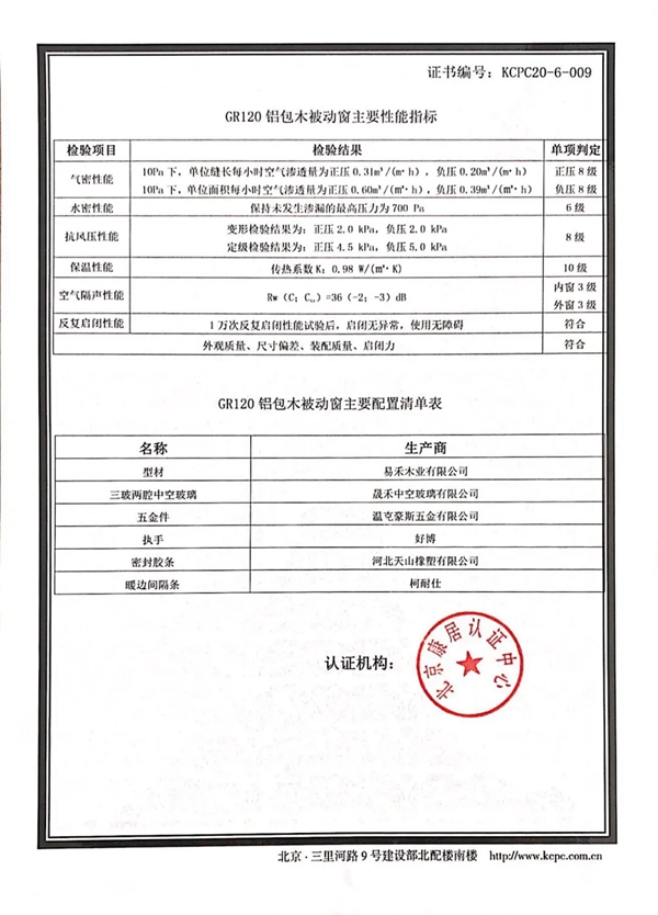 阁韵木窗获《康居认证证书》 并入选《被动式低能耗建筑产品选用目录》 阁韵木窗获《康居认证证书》 并入选《被动式低能耗建筑产品选用目录》