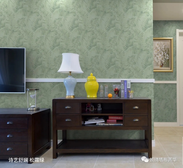 领绣墙布：一抹绿一片蓝，营造森系美式新风光