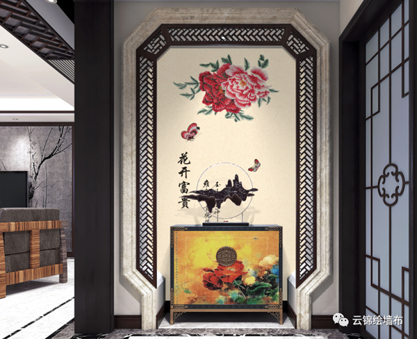 云锦绘墙布：玄关背景，进门第一道风景线