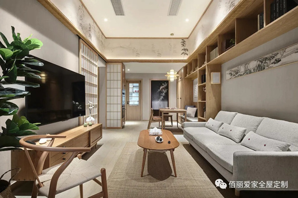 佰丽爱家全屋定制：98㎡木质禅意日式