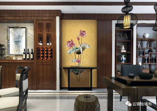 云锦绘墙布：玄关背景，进门第一道风景线