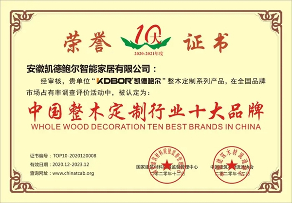 凯德鲍尔智能家居:荣获中国整木定制行业十大品牌,发力智能大家居战略! 凯德鲍尔智能家居:荣获中国整木定制行业十大品牌,发力智能大家居战略!