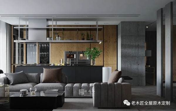  老木匠全屋原木定制：轻奢家居，原木+混凝土，创造平静的空间！