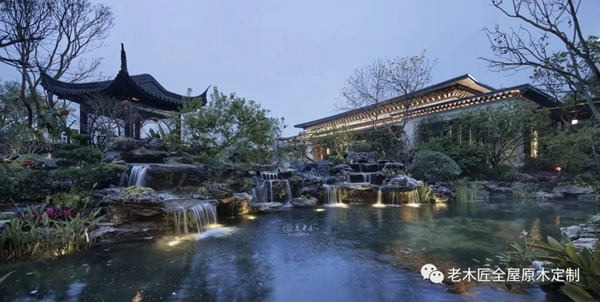 老木匠全屋原木定制：中式营销中心原木整装定制，醇香古韵的东方魅力！