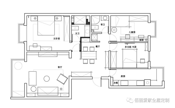 佰丽爱家全屋定制：140㎡北欧风3居室