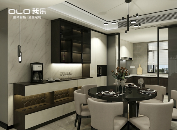 我乐整体厨柜|全屋定制：一个展示柜，藏下成年人的诗与远方