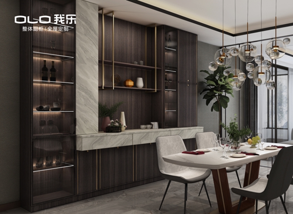 我乐整体厨柜|全屋定制：一个展示柜，藏下成年人的诗与远方