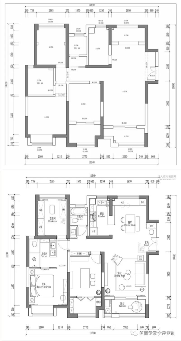 佰丽爱家全屋定制：125㎡混搭风3室，客餐厨三个空间互通