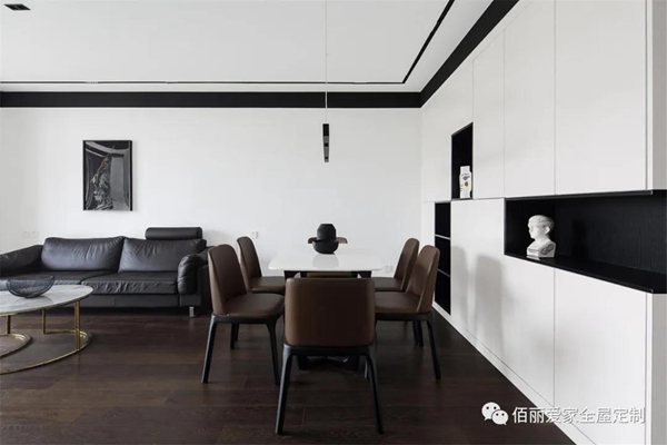 佰丽爱家全屋定制:89㎡极简风,黑白碰撞之间捕捉自然光影!
