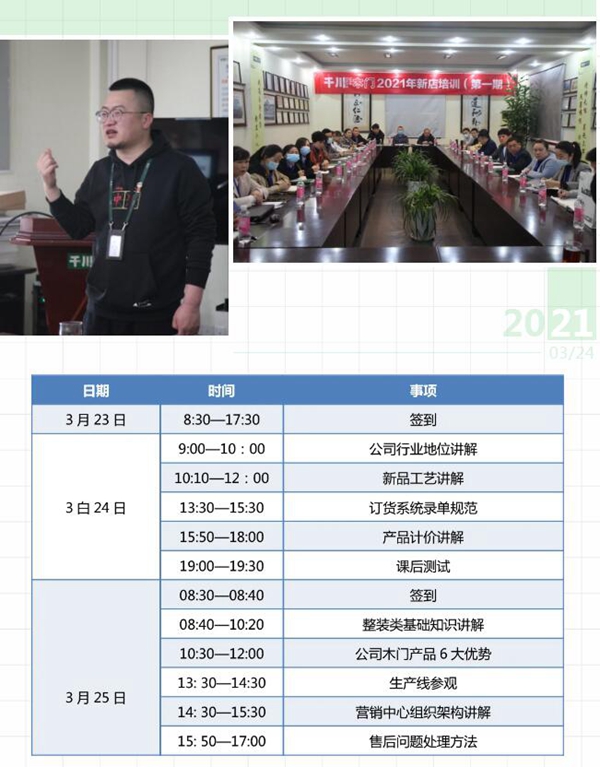 千川木门2021年第一期新店加盟培训会圆满结业！