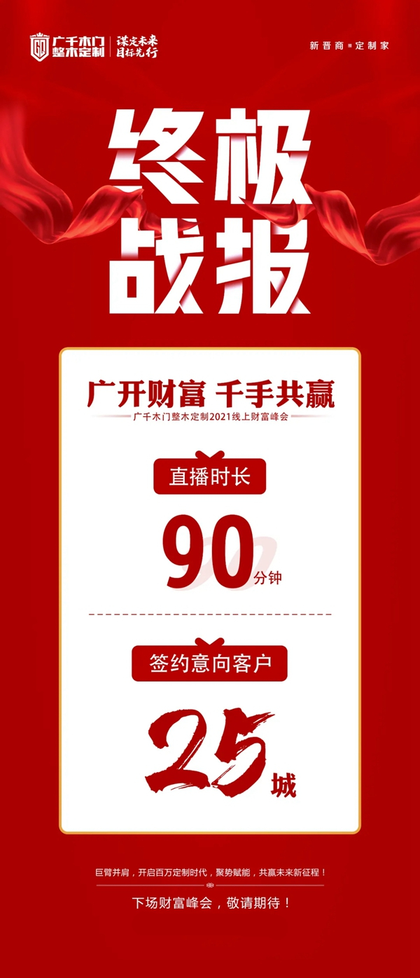 广千木门整木定制2021年线上财富峰会圆满落幕