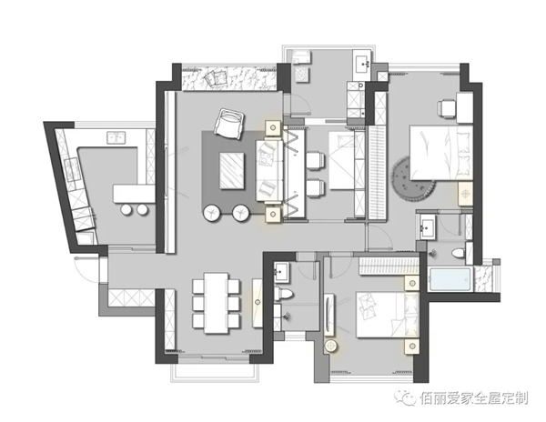 佰丽爱家全屋定制：126㎡现代轻奢风