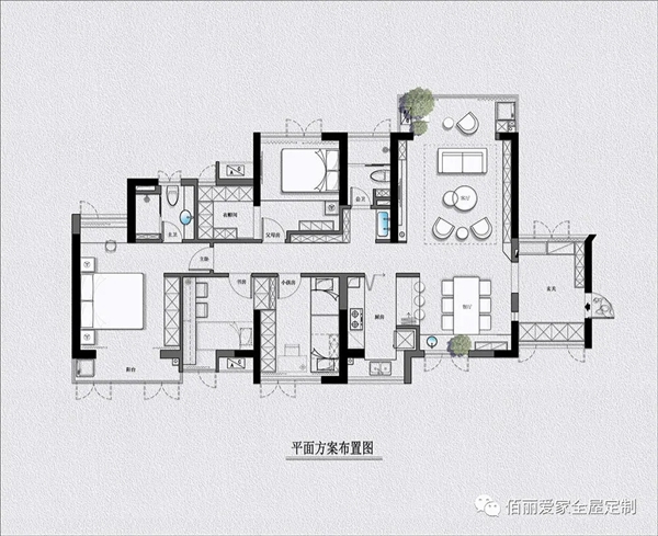 佰丽爱家全屋定制|137㎡现代风3居室，空间功能优化