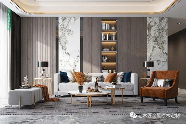 老木匠＆欧尚谷原木轻奢定制|极简轻奢客厅定制设计，全新诠释轻奢家居！
