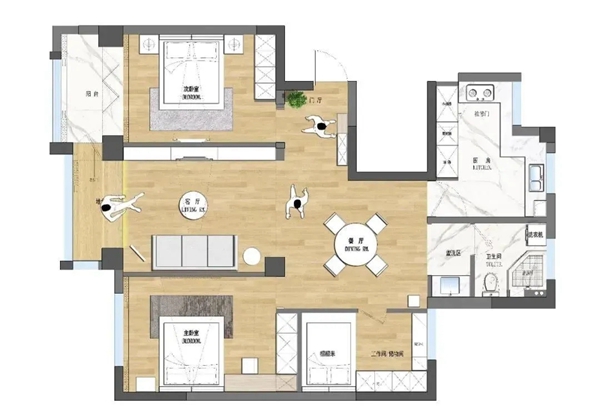 斯米帝全屋定制|105m²三居完美简洁设计