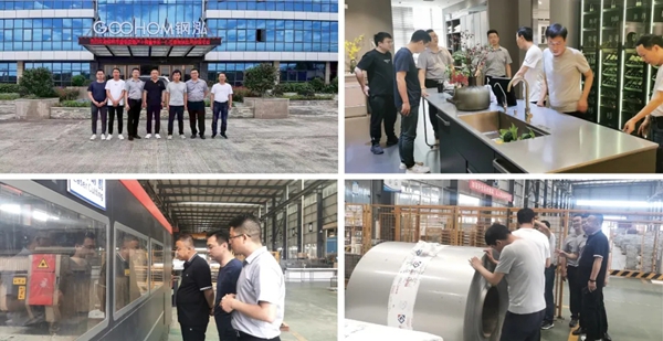 榆林市金华房地产董事长一行莅临万格丽不锈钢厨柜·全屋定制参观考察
