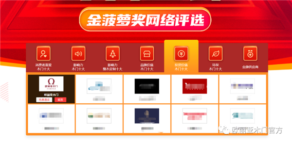 欧丽亚木门获年度“投资价值木门十大品牌”