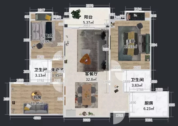 兔宝宝全屋定制|113㎡北欧风设计