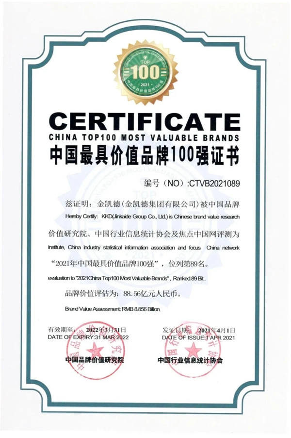 重磅丨金凯德品牌价值88.56亿，荣登最具价值品牌百强榜单！！