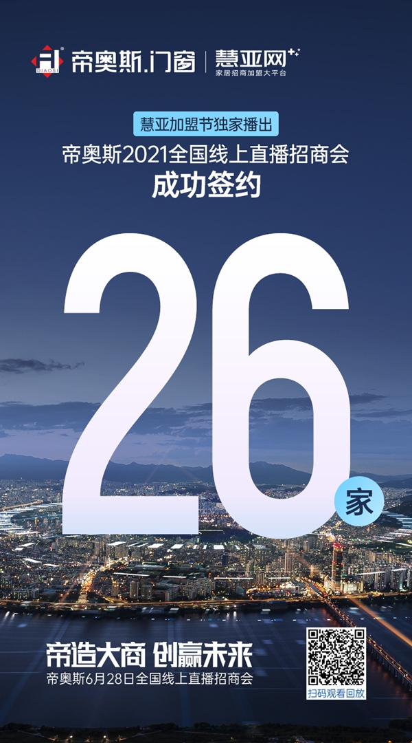 捷报丨招商26城，帝奥斯门窗2021线上招商会圆满成功～