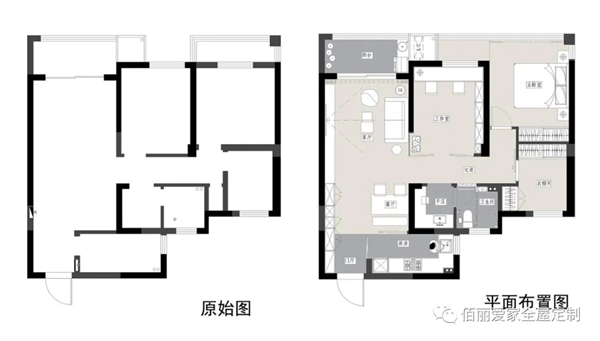 佰丽爱家全屋定制|93㎡北欧风3居室，书房和厨房的玻璃隔断