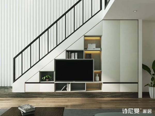 诗尼曼全屋定制|楼梯柜这样设计，家里多出一间房