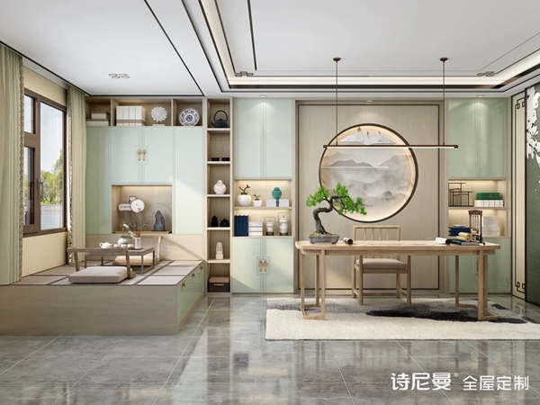 诗尼曼全屋定制|这7个新中式书房美绝了!