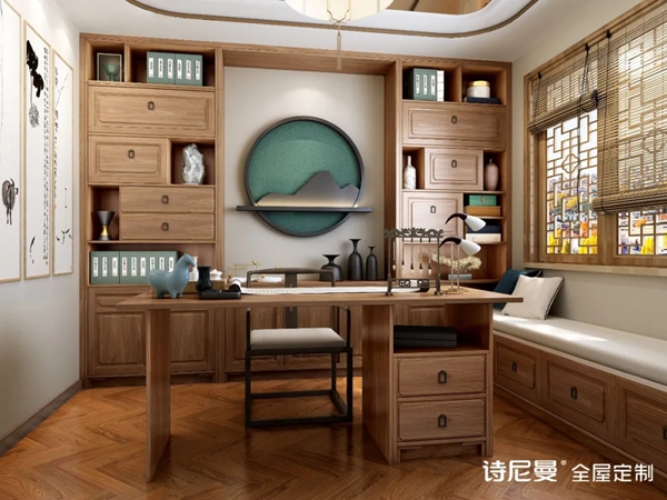 诗尼曼全屋定制|这7个新中式书房美绝了!